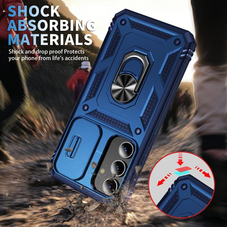 For Samsung Galaxy S25+ 5G Sliding Camshield TPU Hybrid PC Phone Case with Holder