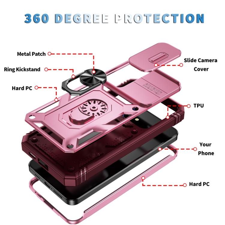 For Samsung Galaxy S25+ 5G Sliding Camshield TPU Hybrid PC Phone Case with Holder