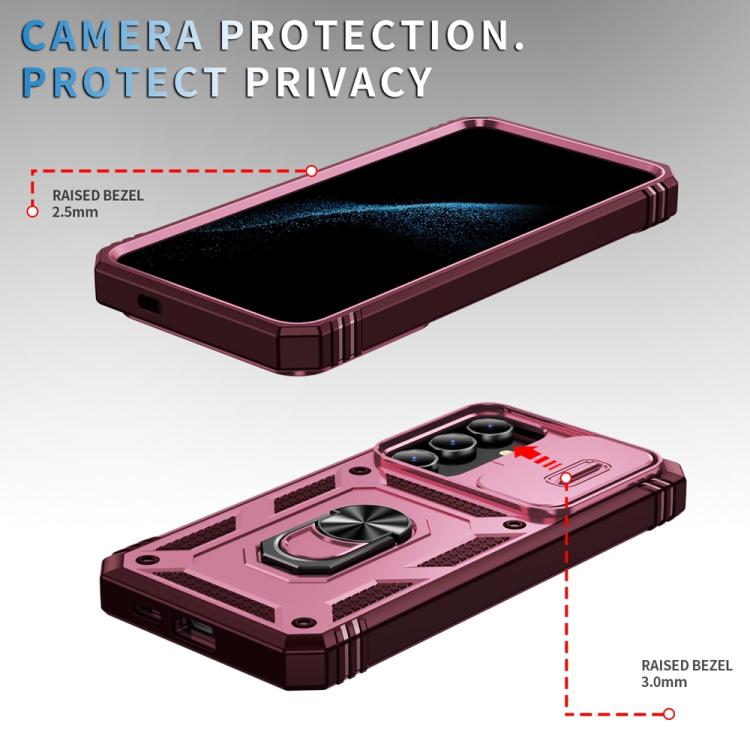 For Samsung Galaxy S25+ 5G Sliding Camshield TPU Hybrid PC Phone Case with Holder