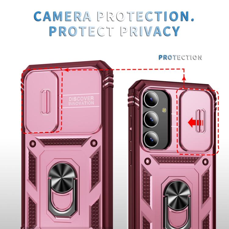 For Samsung Galaxy S25+ 5G Sliding Camshield TPU Hybrid PC Phone Case with Holder
