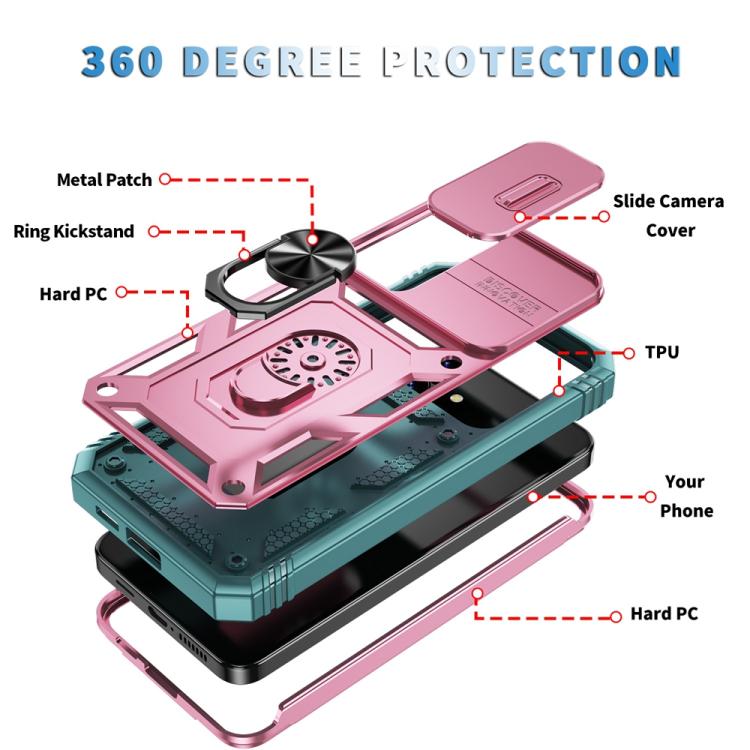 For Samsung Galaxy S25+ 5G Sliding Camshield TPU Hybrid PC Phone Case with Holder