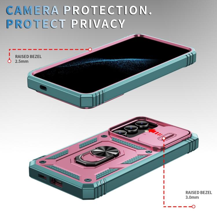 For Samsung Galaxy S25+ 5G Sliding Camshield TPU Hybrid PC Phone Case with Holder