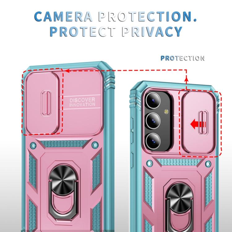 For Samsung Galaxy S25+ 5G Sliding Camshield TPU Hybrid PC Phone Case with Holder