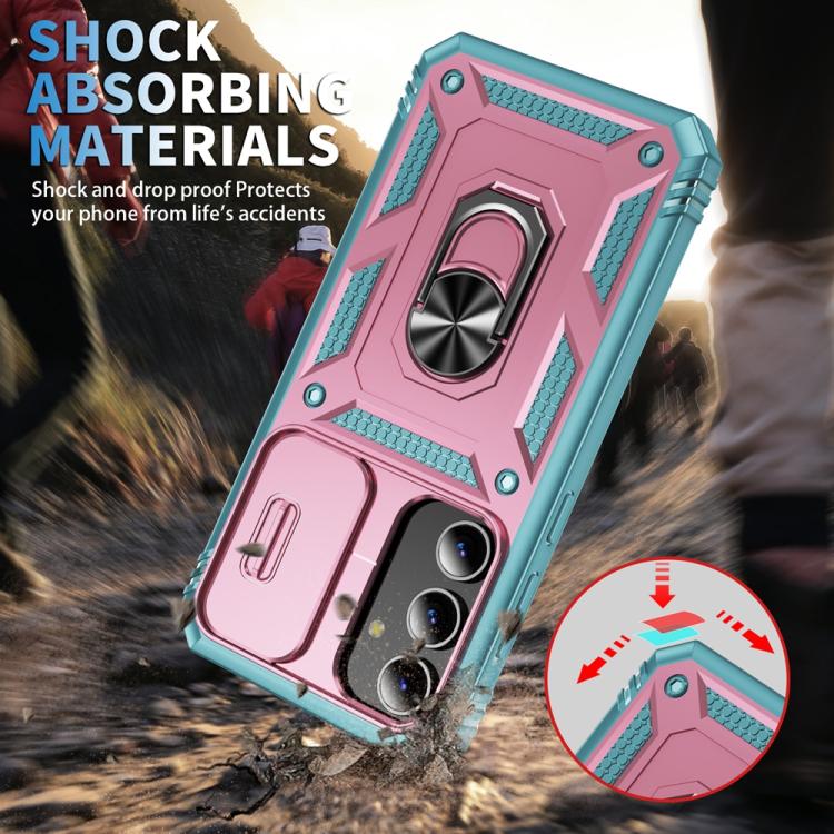 For Samsung Galaxy S25+ 5G Sliding Camshield TPU Hybrid PC Phone Case with Holder
