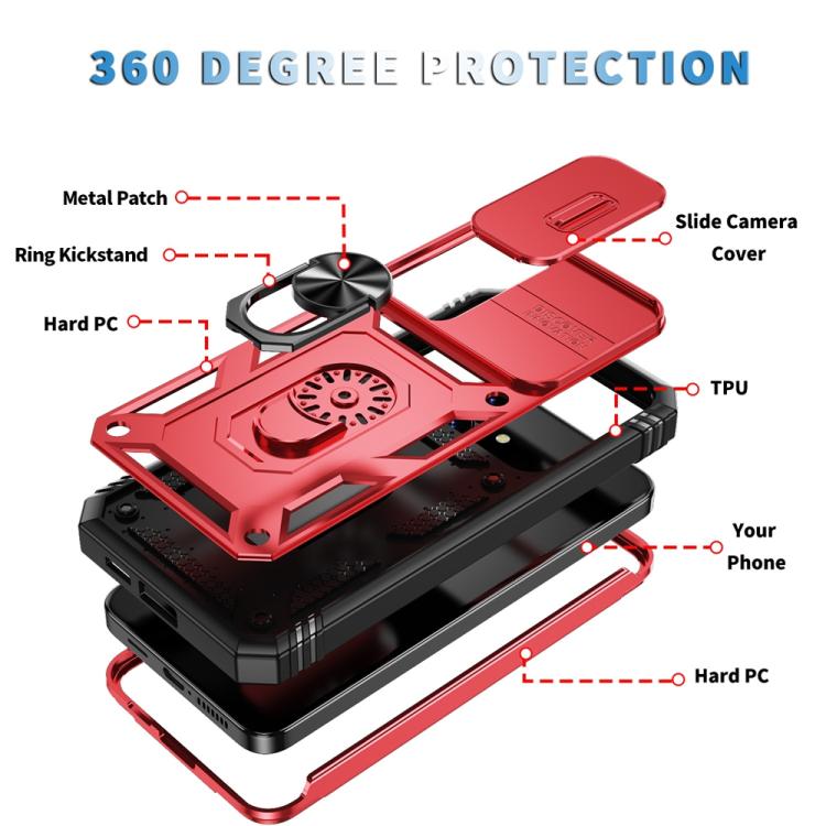 For Samsung Galaxy S25+ 5G Sliding Camshield TPU Hybrid PC Phone Case with Holder