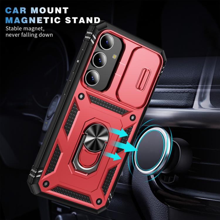 For Samsung Galaxy S25+ 5G Sliding Camshield TPU Hybrid PC Phone Case with Holder