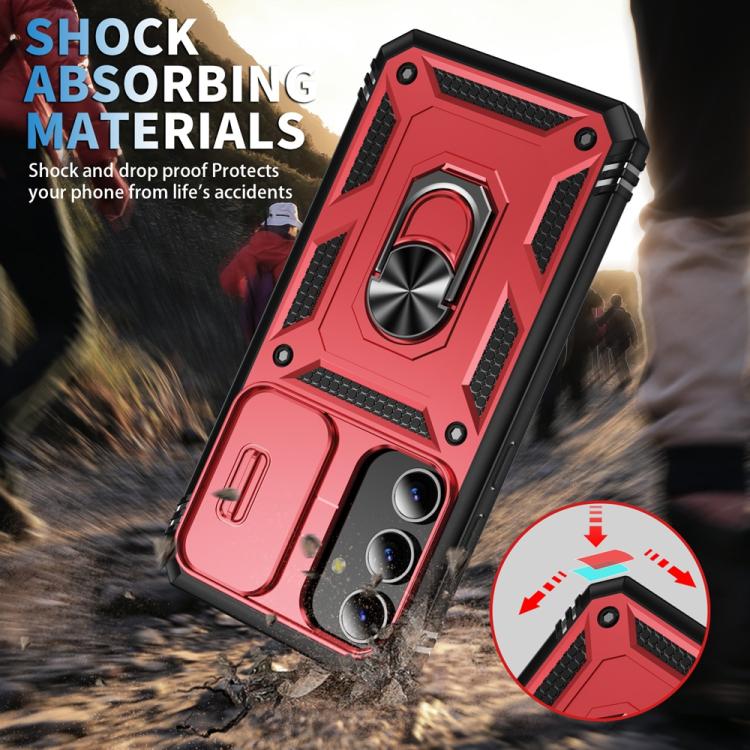 For Samsung Galaxy S25+ 5G Sliding Camshield TPU Hybrid PC Phone Case with Holder