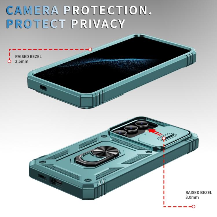 For Samsung Galaxy S25+ 5G Sliding Camshield TPU Hybrid PC Phone Case with Holder