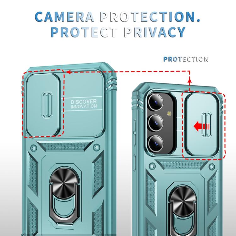 For Samsung Galaxy S25+ 5G Sliding Camshield TPU Hybrid PC Phone Case with Holder