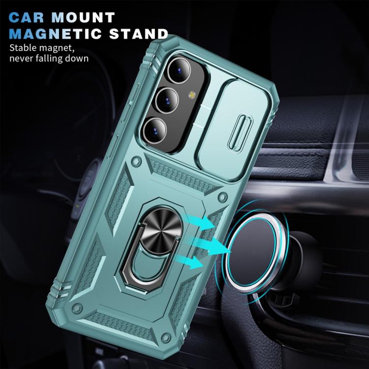 For Samsung Galaxy S25+ 5G Sliding Camshield TPU Hybrid PC Phone Case with Holder