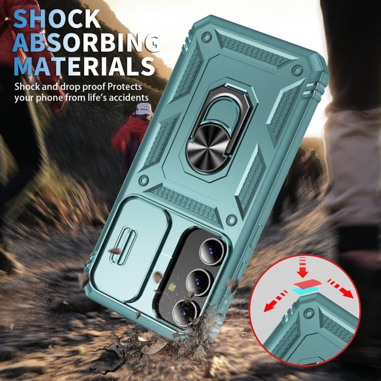 For Samsung Galaxy S25+ 5G Sliding Camshield TPU Hybrid PC Phone Case with Holder