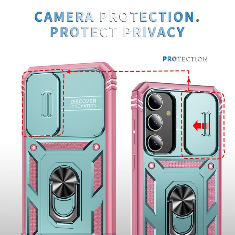 For Samsung Galaxy S25+ 5G Sliding Camshield TPU Hybrid PC Phone Case with Holder