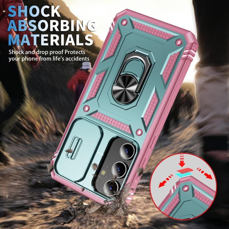 For Samsung Galaxy S25+ 5G Sliding Camshield TPU Hybrid PC Phone Case with Holder