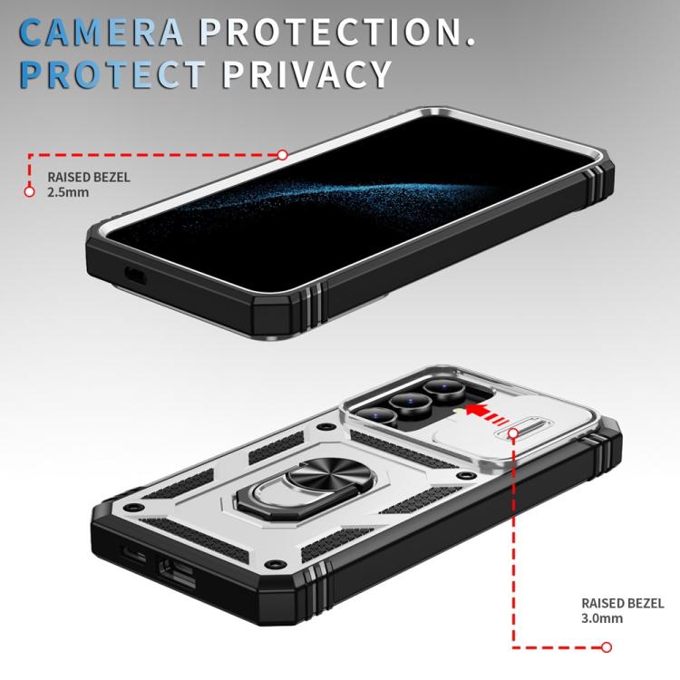 For Samsung Galaxy S25 5G Sliding Camshield TPU Hybrid PC Phone Case with Holder