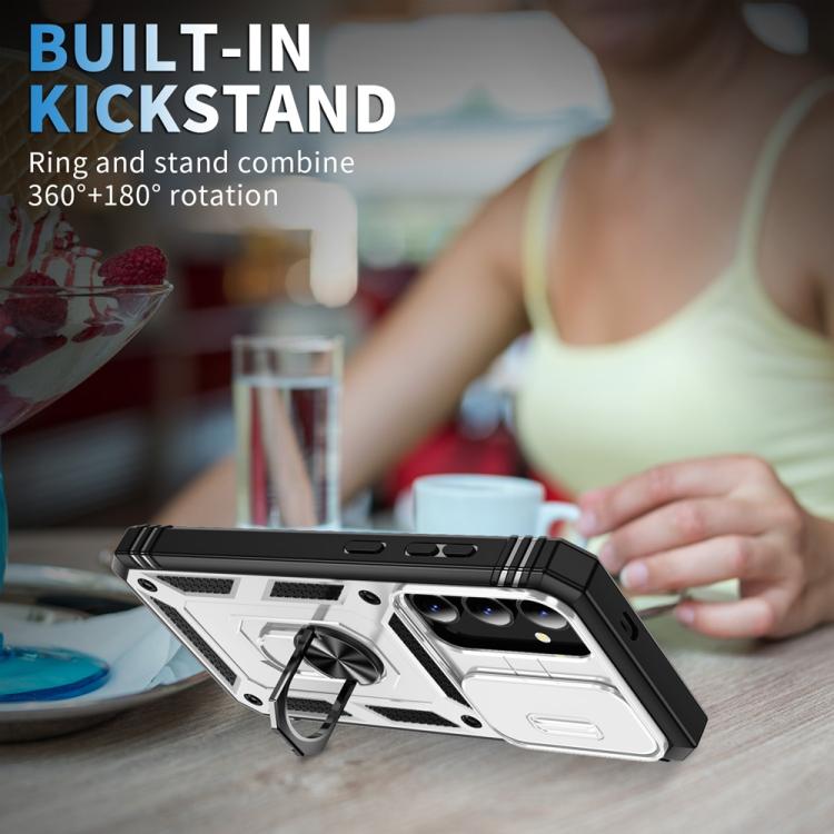 For Samsung Galaxy S25 5G Sliding Camshield TPU Hybrid PC Phone Case with Holder