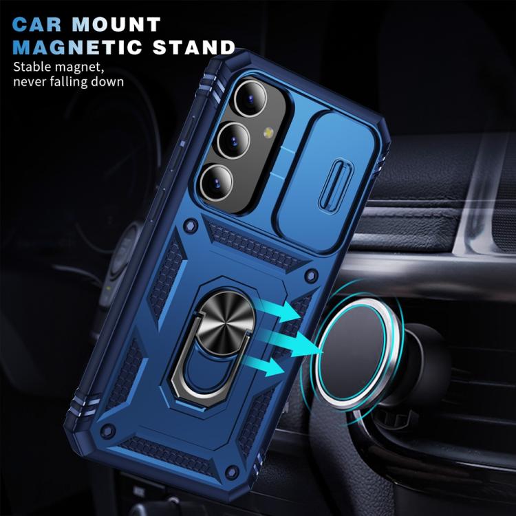 For Samsung Galaxy S25 5G Sliding Camshield TPU Hybrid PC Phone Case with Holder