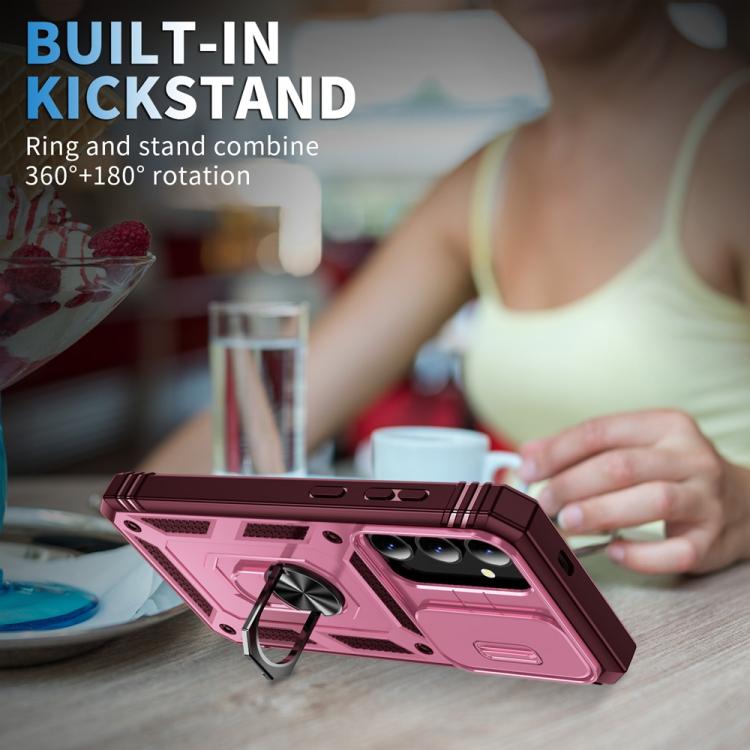 For Samsung Galaxy S25 5G Sliding Camshield TPU Hybrid PC Phone Case with Holder