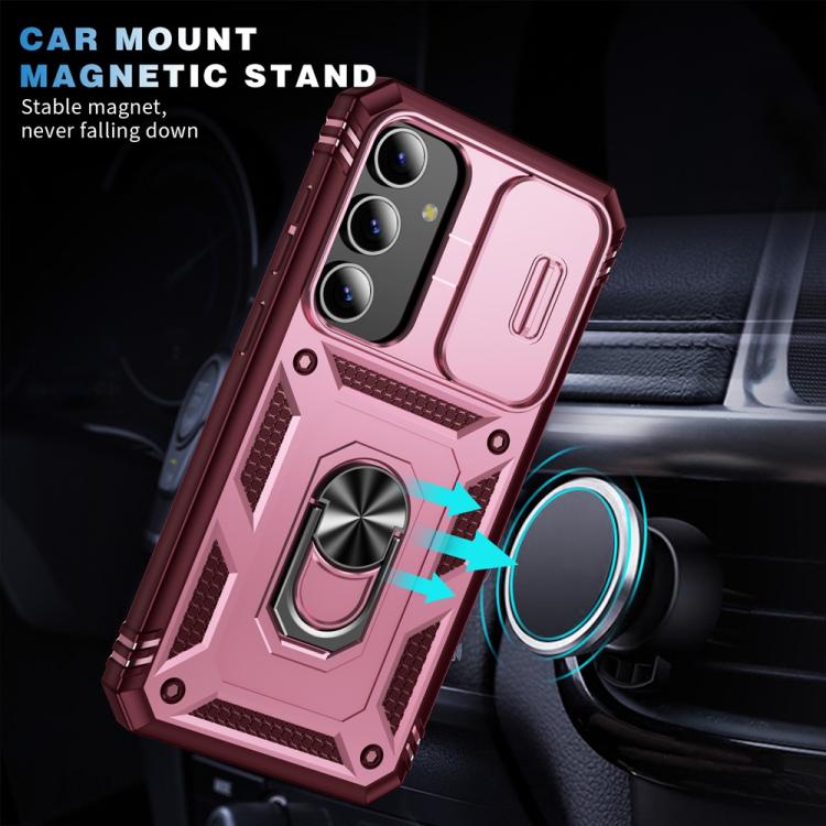 For Samsung Galaxy S25 5G Sliding Camshield TPU Hybrid PC Phone Case with Holder