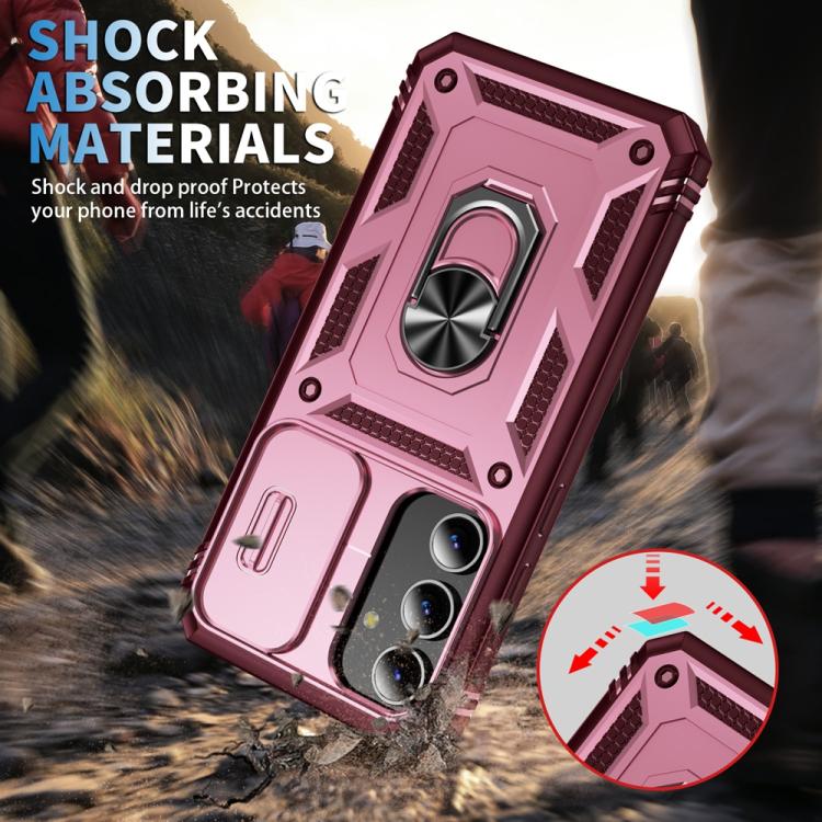 For Samsung Galaxy S25 5G Sliding Camshield TPU Hybrid PC Phone Case with Holder