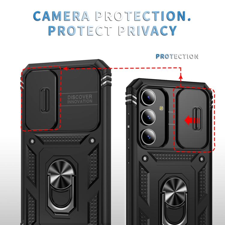 For Samsung Galaxy S25 5G Sliding Camshield TPU Hybrid PC Phone Case with Holder