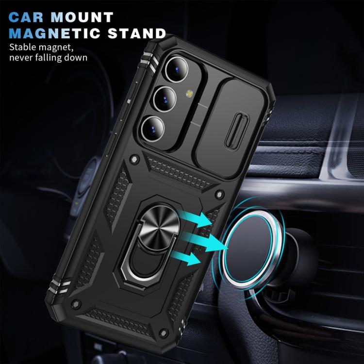 For Samsung Galaxy S25 5G Sliding Camshield TPU Hybrid PC Phone Case with Holder