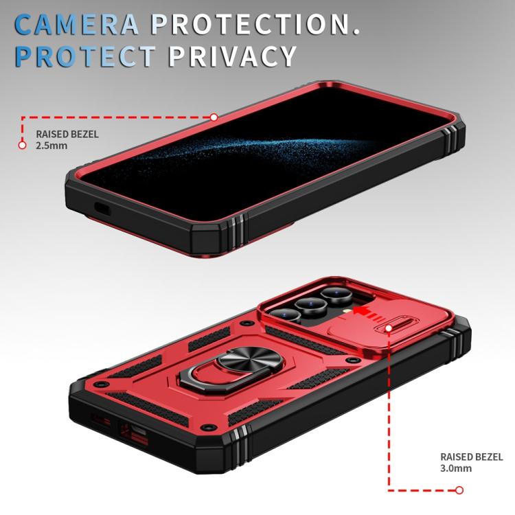 For Samsung Galaxy S25 5G Sliding Camshield TPU Hybrid PC Phone Case with Holder