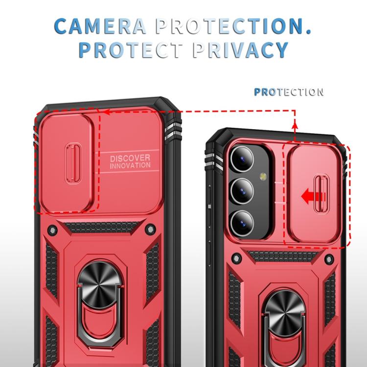 For Samsung Galaxy S25 5G Sliding Camshield TPU Hybrid PC Phone Case with Holder