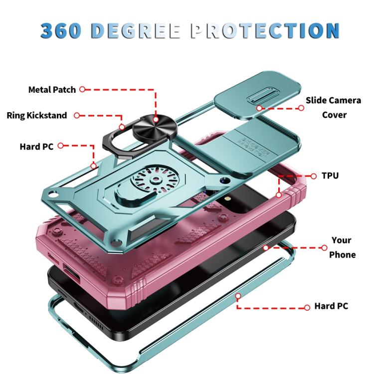 For Samsung Galaxy S25 5G Sliding Camshield TPU Hybrid PC Phone Case with Holder