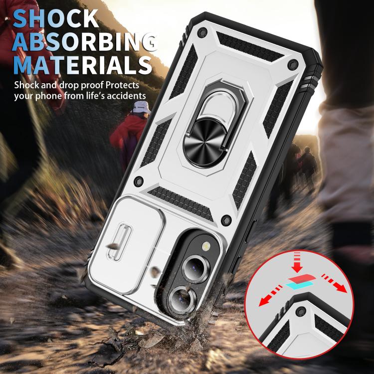 For Samsung Galaxy S25 Edge 5G Sliding Camshield TPU Hybrid PC Phone Case with Holder