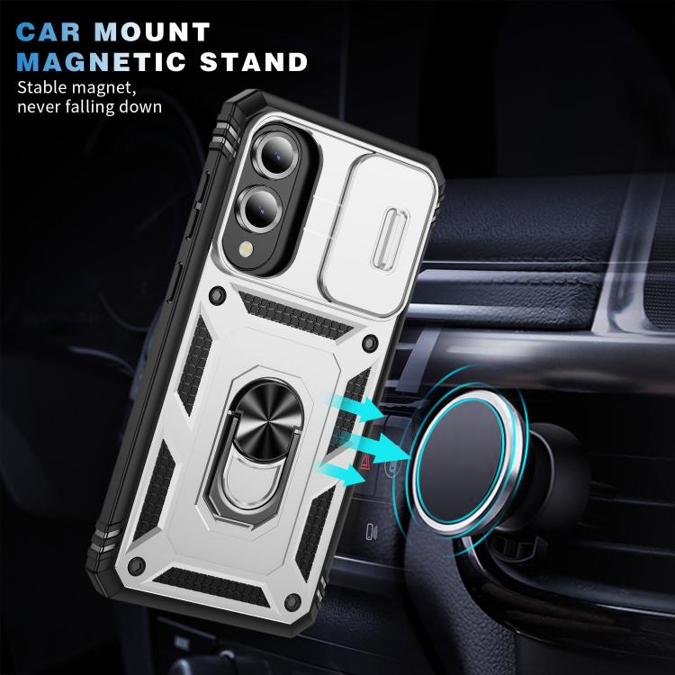 For Samsung Galaxy S25 Edge 5G Sliding Camshield TPU Hybrid PC Phone Case with Holder