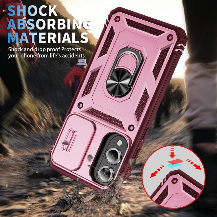 For Samsung Galaxy S25 Edge 5G Sliding Camshield TPU Hybrid PC Phone Case with Holder