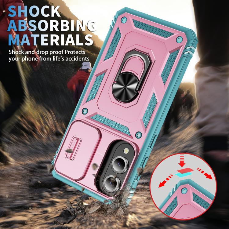 For Samsung Galaxy S25 Edge 5G Sliding Camshield TPU Hybrid PC Phone Case with Holder