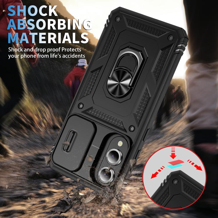 For Samsung Galaxy S25 Edge 5G Sliding Camshield TPU Hybrid PC Phone Case with Holder
