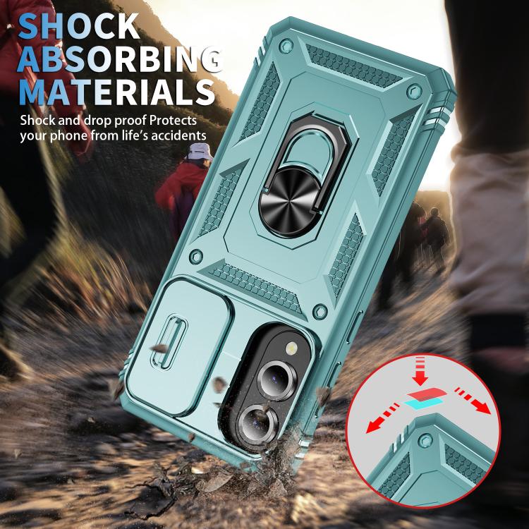 For Samsung Galaxy S25 Edge 5G Sliding Camshield TPU Hybrid PC Phone Case with Holder