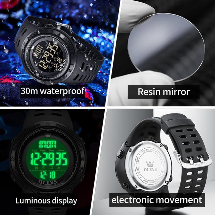 OLEVS 1109 Men Multifunctional Smart Sports Waterproof Electronic Watch - Black