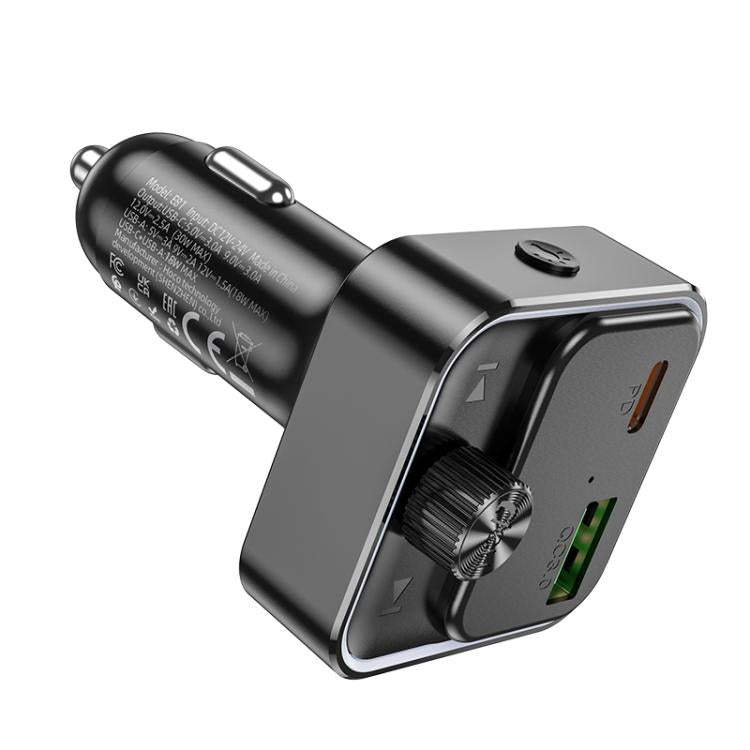 hoco E81 Fantasy PD 30W and QC3.0 Car Bluetooth FM Transmitter - Black