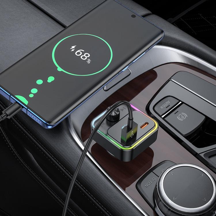 hoco E81 Fantasy PD 30W and QC3.0 Car Bluetooth FM Transmitter - Black
