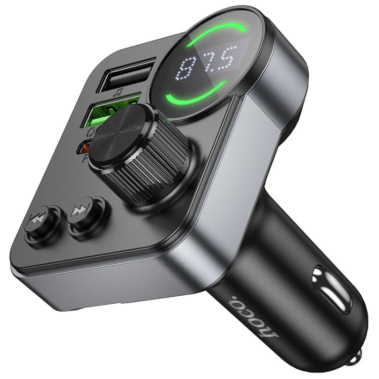 hoco E86 Alegria 48W Dual Port PD 30W and QC 3.0 Car Bluetooth FM Transmitter - Black