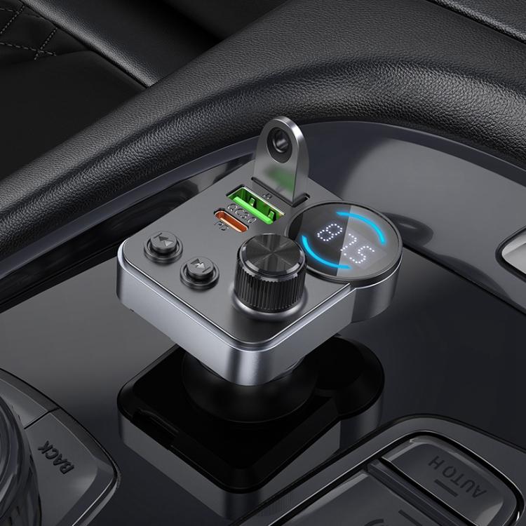 hoco E86 Alegria 48W Dual Port PD 30W and QC 3.0 Car Bluetooth FM Transmitter - Black