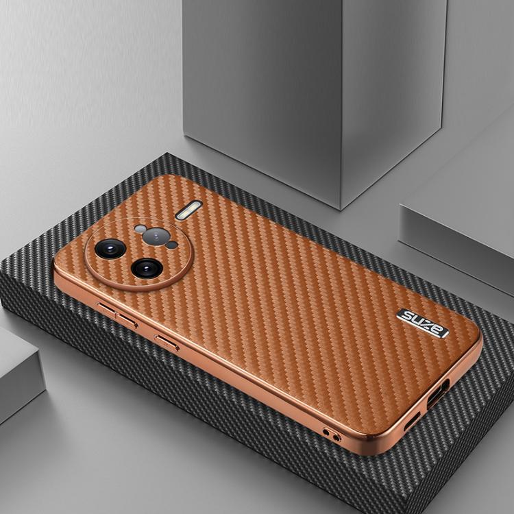 For Redmi K80 Pro AZNS Electroplated Edge Carbon Fiber Texture Phone Case