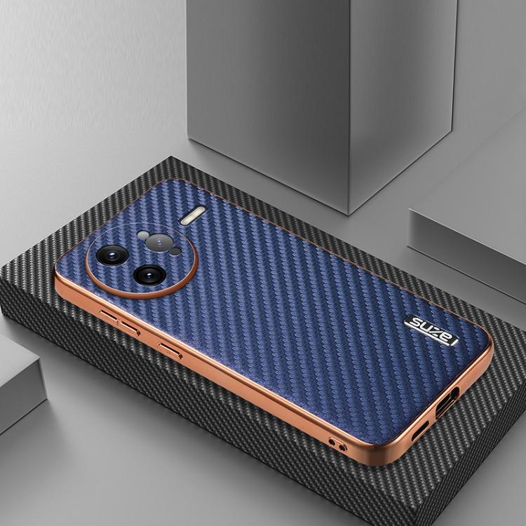 For Redmi K80 Pro AZNS Electroplated Edge Carbon Fiber Texture Phone Case