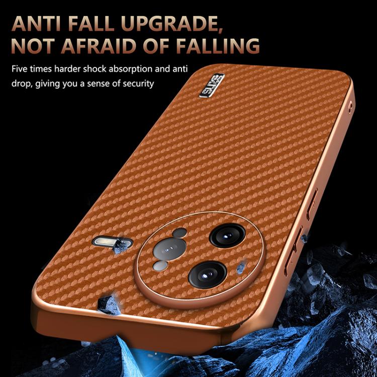 For Redmi K80 Pro AZNS Electroplated Edge Carbon Fiber Texture Phone Case
