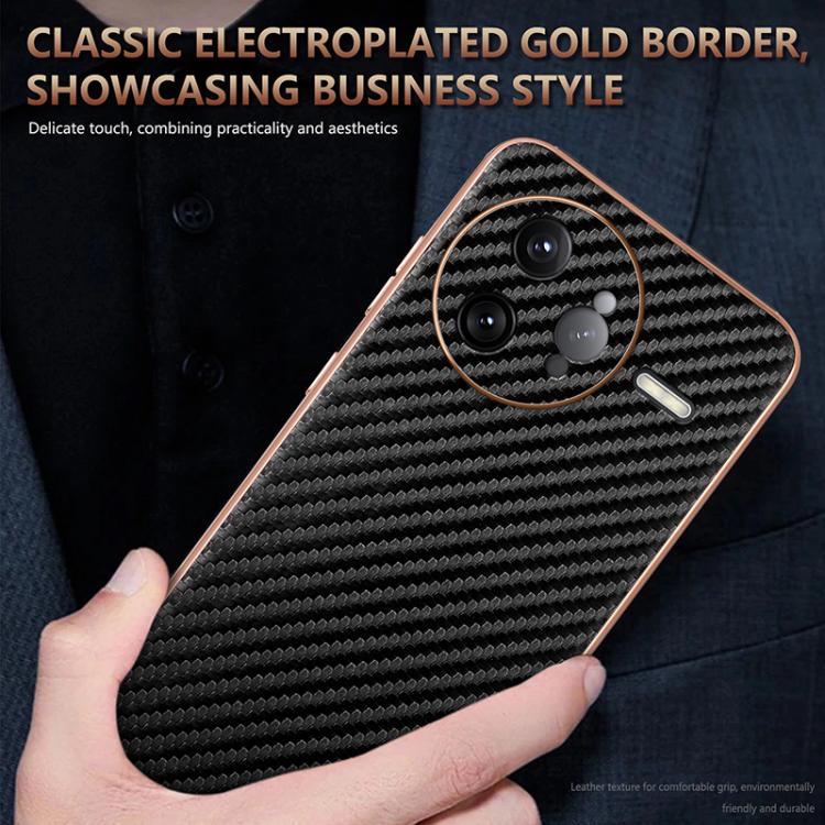 For Redmi K80 Pro AZNS Electroplated Edge Carbon Fiber Texture Phone Case