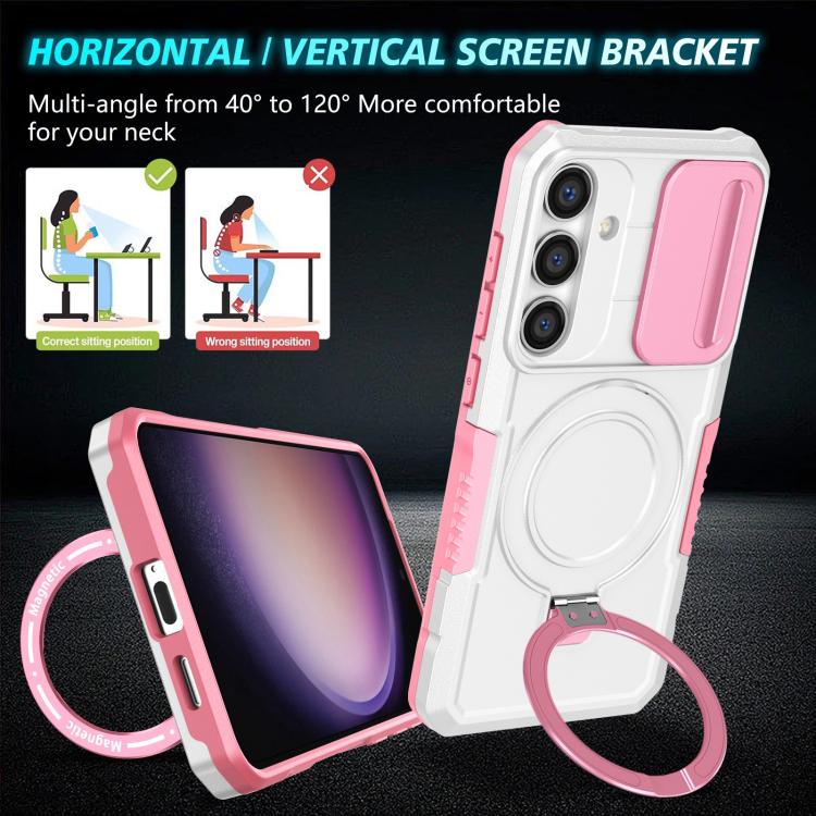 For Samsung Galaxy S25 5G Sliding Camshield MagSafe Holder TPU Hybrid PC Phone Case