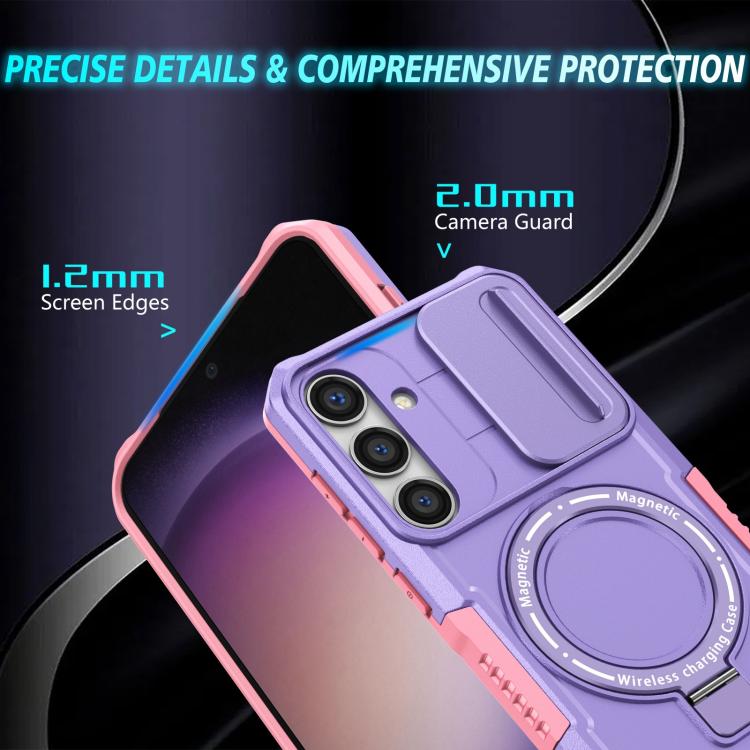 For Samsung Galaxy S25 5G Sliding Camshield MagSafe Holder TPU Hybrid PC Phone Case