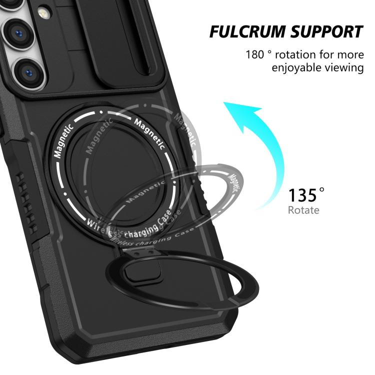 For Samsung Galaxy S25 5G Sliding Camshield MagSafe Holder TPU Hybrid PC Phone Case