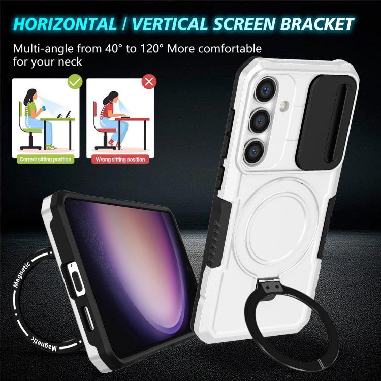 For Samsung Galaxy S25 5G Sliding Camshield MagSafe Holder TPU Hybrid PC Phone Case