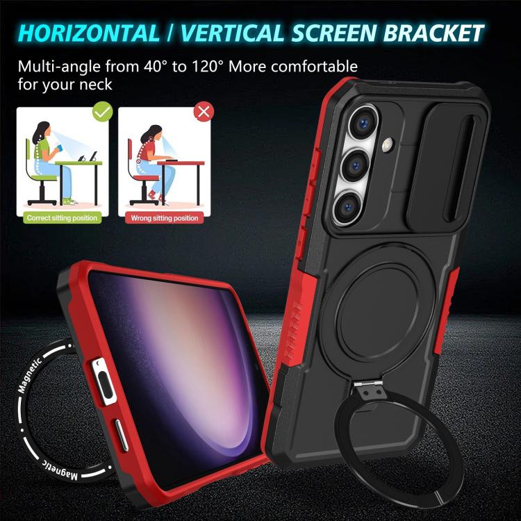 For Samsung Galaxy S25 5G Sliding Camshield MagSafe Holder TPU Hybrid PC Phone Case