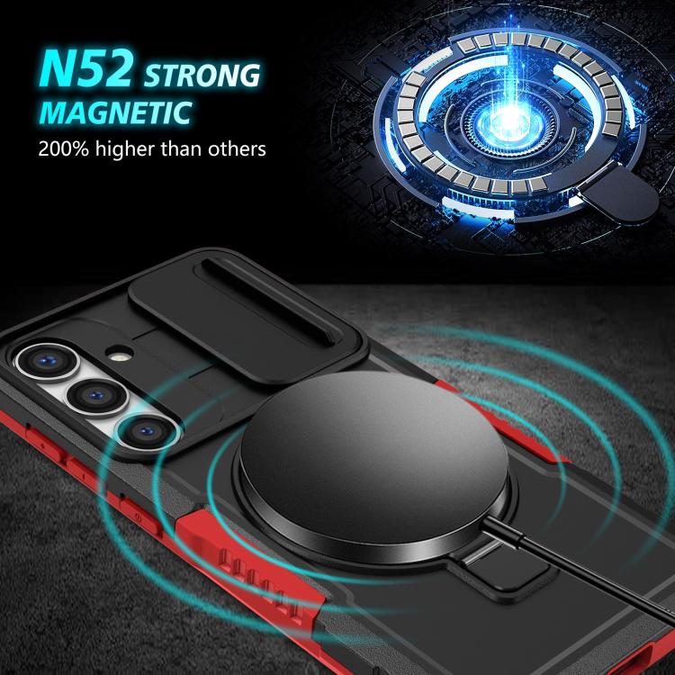 For Samsung Galaxy S25 5G Sliding Camshield MagSafe Holder TPU Hybrid PC Phone Case