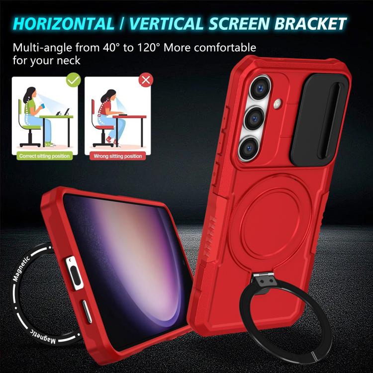 For Samsung Galaxy S25 5G Sliding Camshield MagSafe Holder TPU Hybrid PC Phone Case